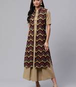 Khaki plain cotton maxi-dresses