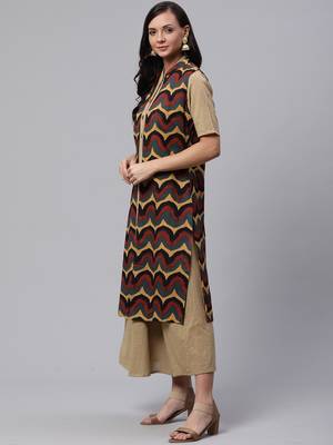 Khaki plain cotton maxi-dresses 5