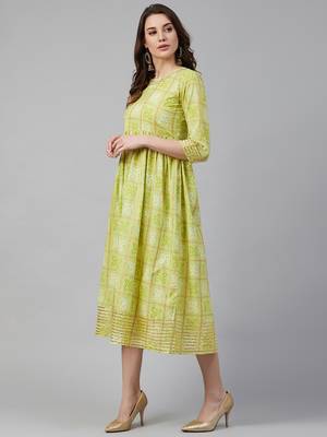 Green printed cotton maxi-dresses 3