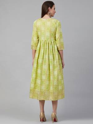 Green printed cotton maxi-dresses 4