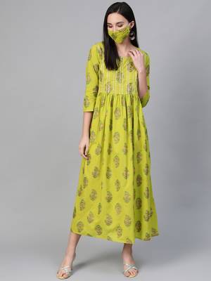 Green printed cotton maxi-dresses 1