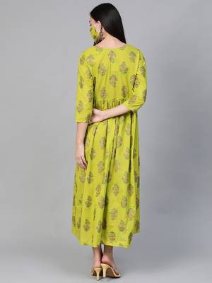 Green printed cotton maxi-dresses 4