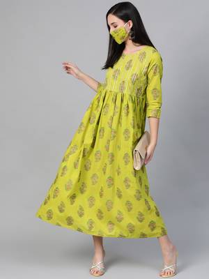 Green printed cotton maxi-dresses 5