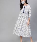 Off-white printed cotton maxi-dresses