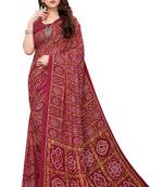 Maroon printed georgette saree with blouse