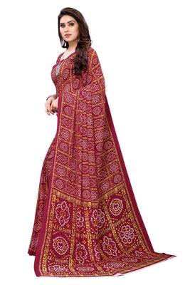 Maroon printed georgette saree with blouse 2