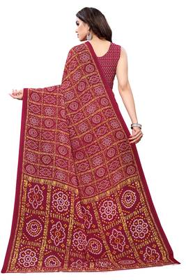 Maroon printed georgette saree with blouse 3