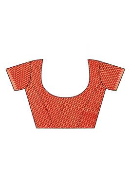 Red plain chiffon saree with blouse 5