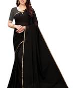 Black plain chiffon saree with blouse