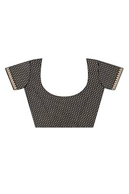 Black plain chiffon saree with blouse 5
