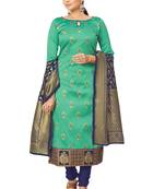  Light green Banarasi silk Unstitched dress material