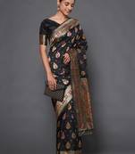 Glemora Black Designer Ethnic Wear Silk Blend  Traditional Saree
