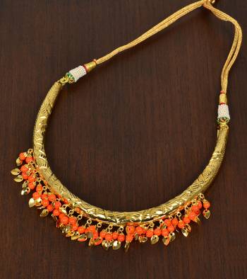 Orange Beaded Hasli necklaces 317FNN14 1