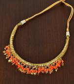 Orange Beaded Hasli necklaces 317FNN14
