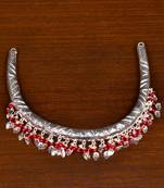Silver Plated Red Beaded and Peepal Patti Hasli 317FNN72