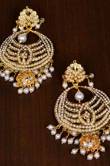 White pearl Jadau danglers JEP2
