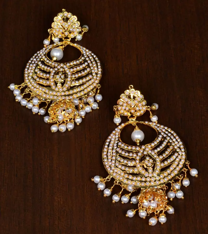 White pearl Jadau danglers JEP2