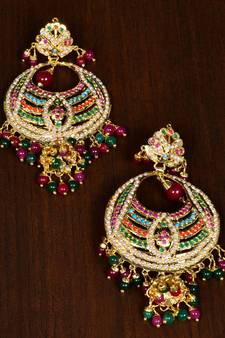 Multicolor ruby, Panna and Navratana Jadau danglers JEP3