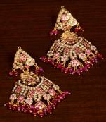 Gold Plated Ruby Stone Embellished High-End Earrings JEP4 