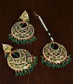 Emerald embellished Jadau Earring Tikka Set JES3