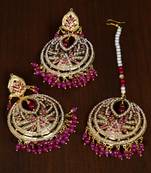 Ruby embellished Jadau Earring Tikka Set JES4
