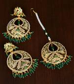 Emerald embellished Jadau Earring Tikka Set JES5