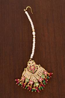 Jadau ruby panna embellished maang-tikka JMT29