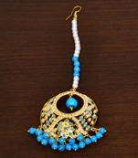 Gold turquoise jadau maang-tikka JMT43