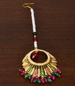 Gold ruby and panna stone embellished jadau maang-tikka JMT44