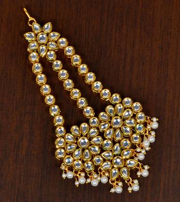 Gold plated kundan embellished passa for wedding JP5 1