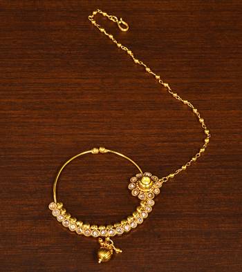 Kundan and Stone Embellished Nose Ring NR14 1