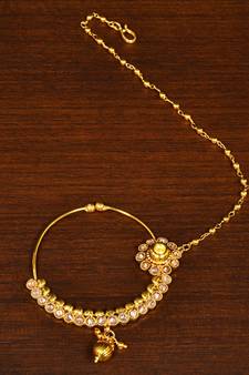 Kundan and Stone Embellished Nose Ring NR14