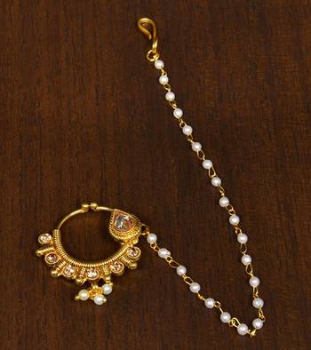 Kundan and stone embellished nose ring NR18 1