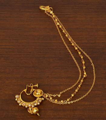 Stone and Kundan Embellished Nose Ring NR22 1