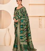 Dark green Banarasi Weaving Silk Traditional Rajwadi saree
