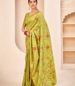 divine Light green Woven Silk Rajwadi gift saree
