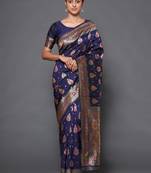 Glemora  Nevy Blue Designer Ethnic Wear Silk Blend  Traditional Saree