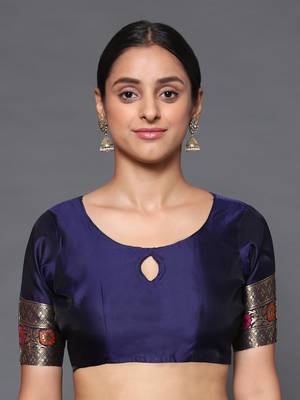 Glemora  Nevy Blue Designer Ethnic Wear Silk Blend  Traditional Saree 4