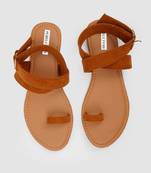 Purely Lush Tan Strappy Flats for Women