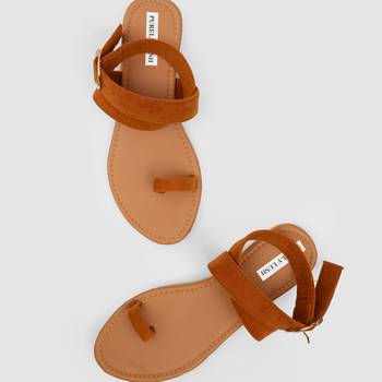Purely Lush Tan Strappy Flats for Women 4