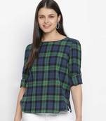 Polish green brush check women top