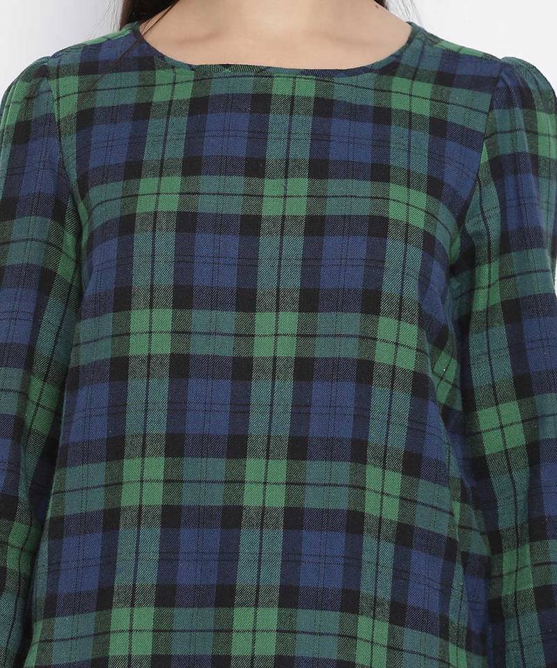 Polish green brush check women top