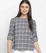 Posh Grey brush check women top