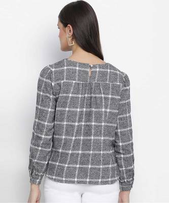 Posh Grey brush check women top 4