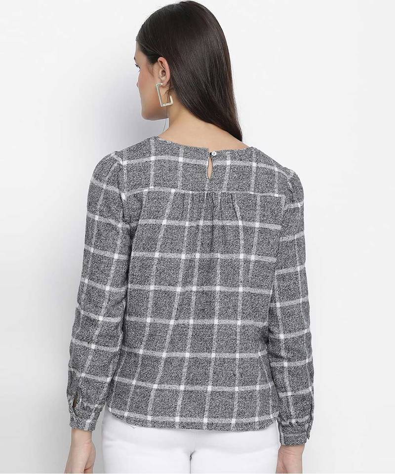 Posh Grey brush check women top