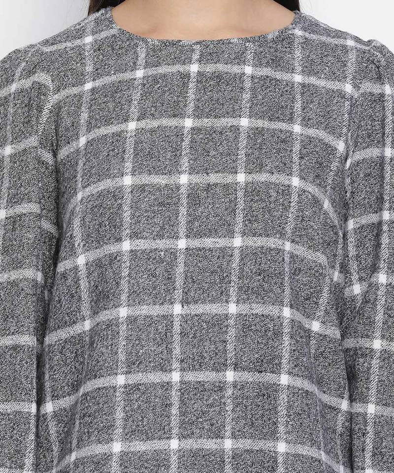 Posh Grey brush check women top