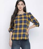Yellow bellow bruish check women top