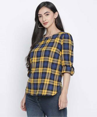 Yellow bellow bruish check women top 3