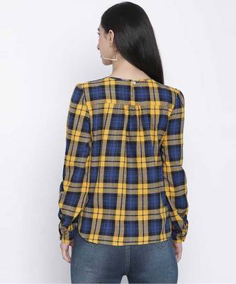Yellow bellow bruish check women top 4