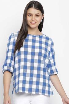 Happer blues briush check women top